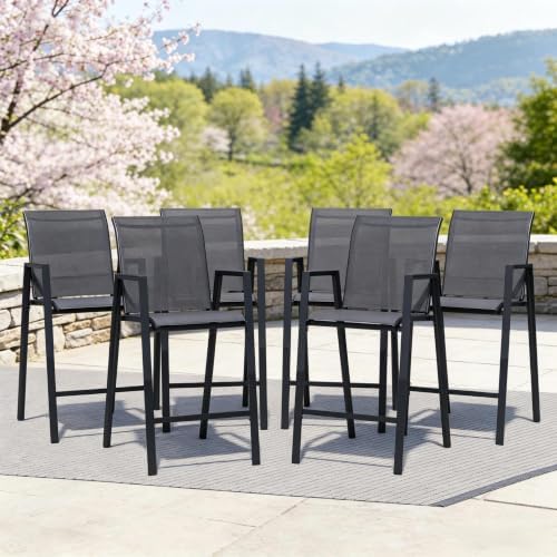 Outdoor Bar Stools Set of 6, Stackable Patio Bar Chairs, Bistro Chairs by Seekverse