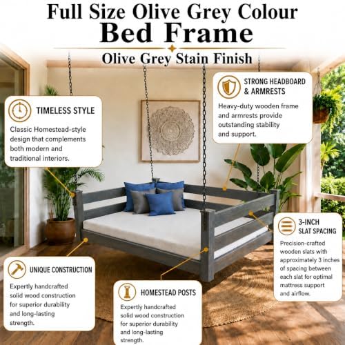 Amish Made Grey Full Bed Hanging Daybed Made in USA - Image 5