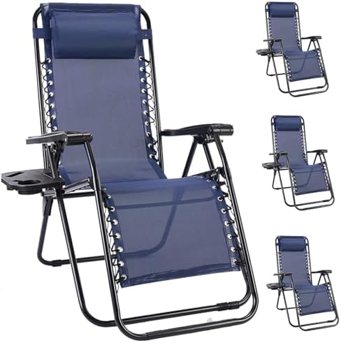 NEWBULIG Zero Gravity Chairs Set of 4, Folding Lounge Recliner Chair by NEWBULIG