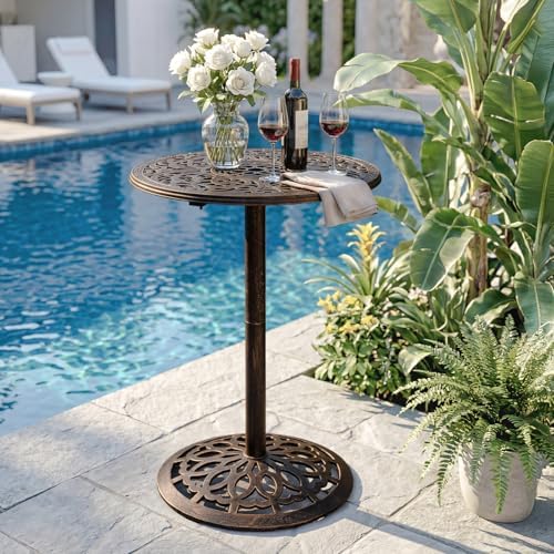 VINGLI 40" Outdoor Bar Table, High Top Table, Cast Aluminum Outdoor Pub Table - Image 2