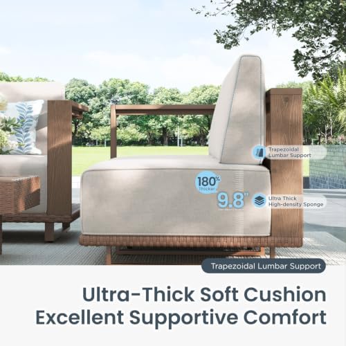 PHI VILLA HDPE Patio Furniture Set, 6 Pieces L Shaped Outdoor Sectional - Image 3