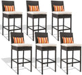 Sundale Outdoor Wicker Bar Stool Set of 6, 29 Inch Seat Height Patio Stool by SundaleOutdoor