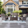 Belord Wicker Furniture 4 Pieces Outdoor Patio Furniture Set Patio Loveseat by Belord