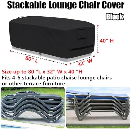 Outdoor Lounge Chair Covers for 4-6 Stackable Patio Chaise Lounge Chairs - Image 2