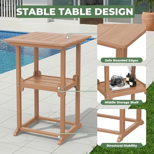 HDPE Outdoor Patio Bistro Square High Top Table, Bar Height - Image 5
