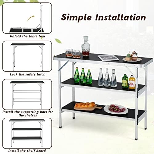 GIANTEX Portable Bar Table for Events, Folding Mobile Bartending Station - Image 5