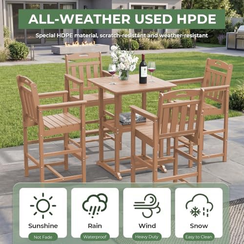 Outdoor Bistro Bar Set, Patio High Top Table and Bar Height Tall Adirondack - Image 2