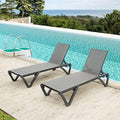 Domi Pool Lounge Chairs, Aluminum Patio Chaise Lounge Set of 2, 5 Position by domioutdoorliving