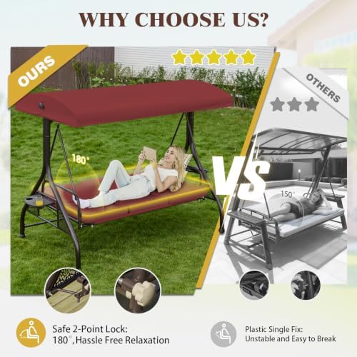 3 Seat Outdoor Patio Porch Swing - Image 2