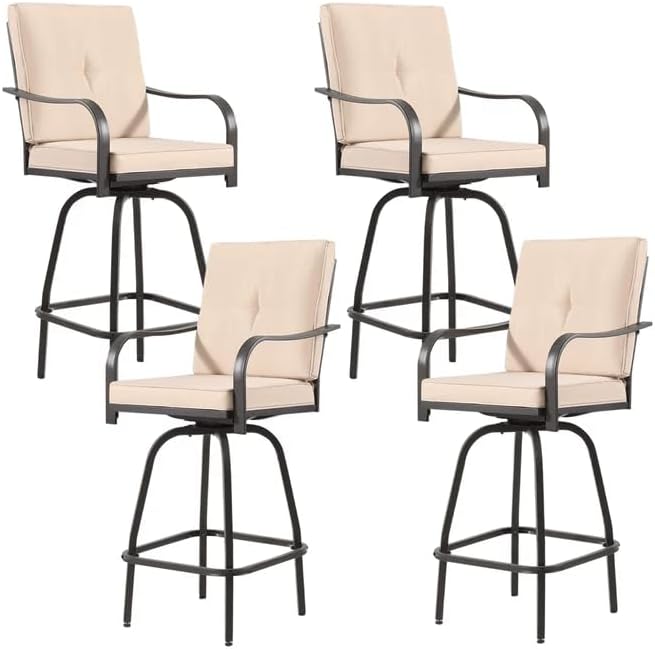 Outdoor Swivel Bar Stools Set of 4, Bar Height Patio Chair by Godappe