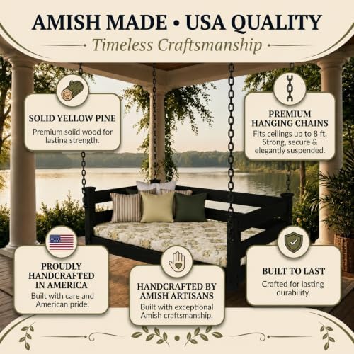 Amish Made Black Twin Bed Hanging Daybed Made in USA - Image 5