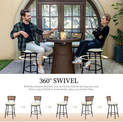 Patio Swivel Bar Stools Set of 4, Outdoor Bar Height Chairs - Image 3