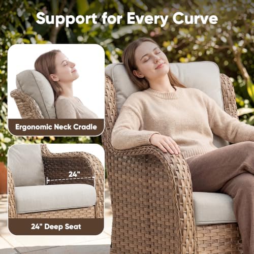 Patio Sofa Luxury PE Wicker 3-Seater Outdoor Couch, Modern All-Weather High - Image 3