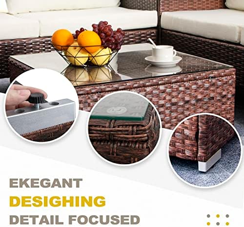 DIMAR GARDEN Outdoor Coffee Table Wicker Patio Side Table - Image 3