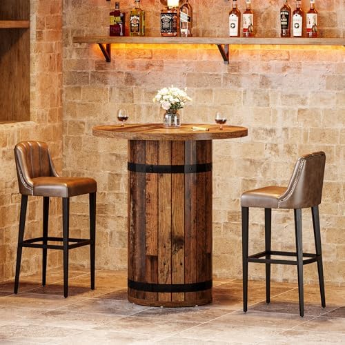 Tribesigns Round Bar Table, 39.4-Inch Bar Height, Bistro Pub Table - Image 3