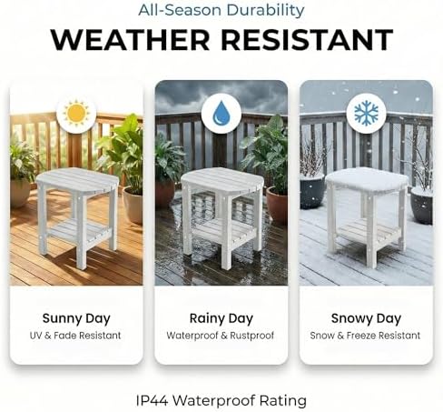 Outdoor Side Table, 2-Tier Storage Patio Side Table, HDPE Adirondack Side Table - Image 4