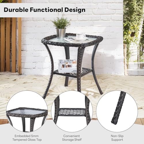 Outdoor Furniture Set Patio Wicker Chairs, 3 Peices Porch Rattan Furniture - Image 7