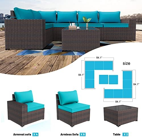 12 Piece Patio Furniture Set, Outdoor Wicker Sectional Sofa - Image 6