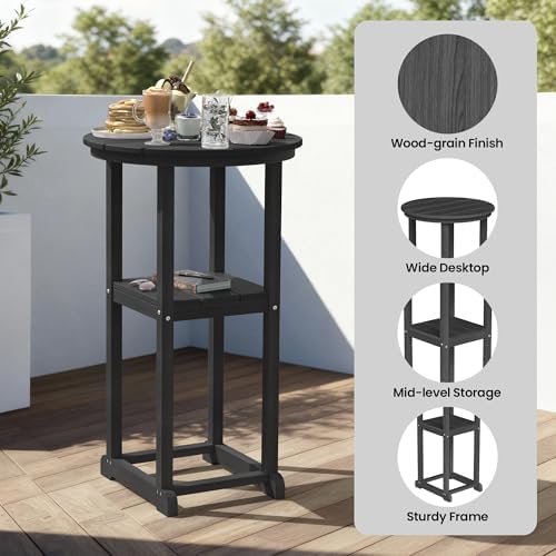 Ciokea 3 Pcs Outdoor Bar with Stools, Space-Saving Round Bistro Set, High-Top - Image 6
