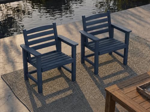 Patio Dining Chairs Set of 2, All-Weather HDPE Outdoor Dining Chair by PatioKingdom