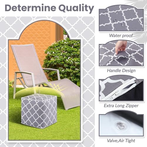 2 Pack Inflatable Outdoor Ottoman Pouf Waterproof Cube 16" Square Blow up - Image 3
