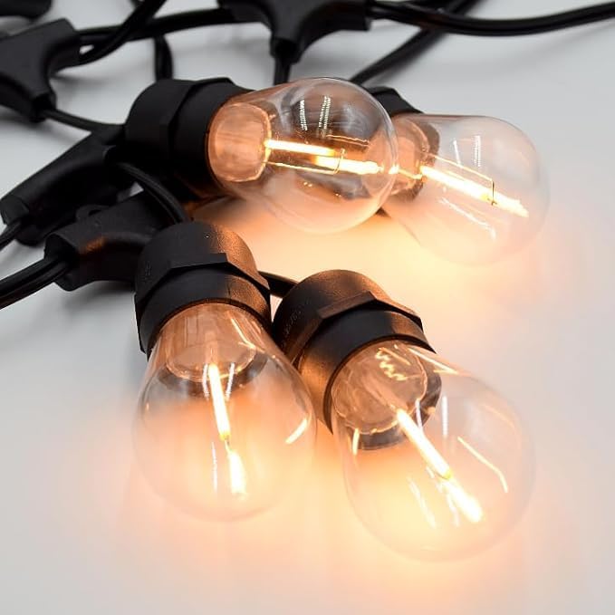 Hometown Evolution, Inc. E26 Commercial String Lights with 16 Gauge Wire (S14 LED Plastic, 50 Foot 25 Socket)
