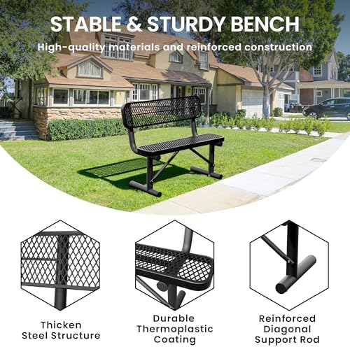 4 Feet Heavy Duty Metal Park Bench - Image 4