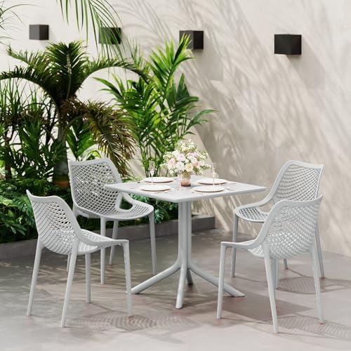 Patio Dining Table for 4, Square PP Patio Table, 4-Person Weather Resistant - Image 2