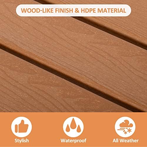 2 Tier Outdoor Side Table with Wood-Like Grain, 16.6" HDPE Adirondack Table - Image 5
