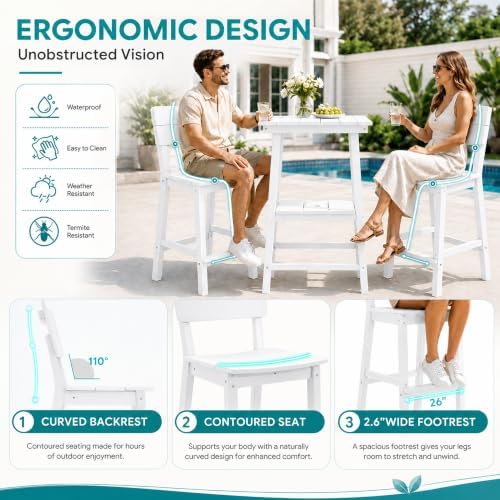 5 Piece Outdoor HDPE Counter Height Bar Set - Image 4