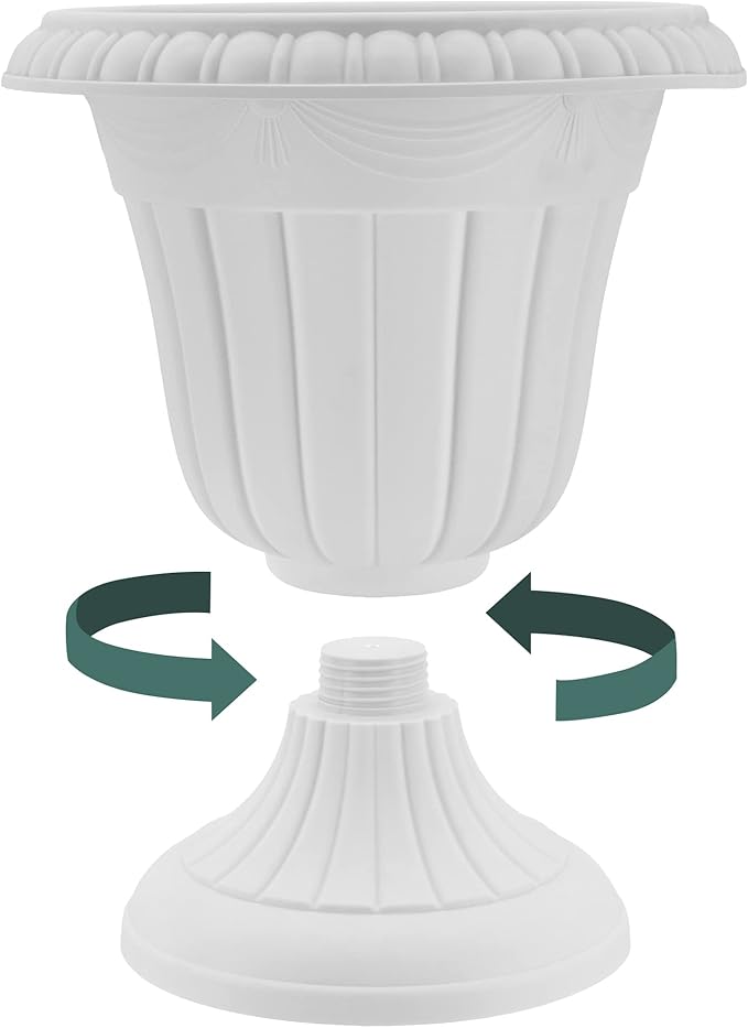 PL10TP Classic Traditional Plastic Urn Planter Indoor/Outdoor, 15" x 13", Taupe