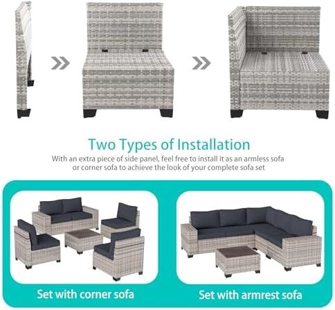 Outdoor Patio Furniture Set PE Wicker Rattan Outdoor Sectional Sofa - Image 5