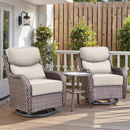 Luxury 6" Thick Cushioned Outdoor Swivel Rocker Patio Chairs by Belord