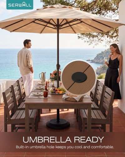 SERWALL Outdoor Dining Set, 7 Piece Armless Dining Set - Image 5