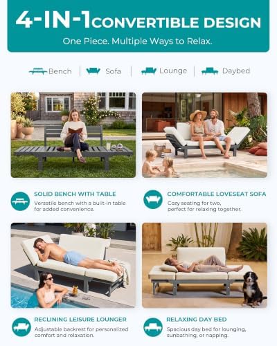 SERWALL HDPE 4-in-1 Convertible Outdoor Sofa - Image 3