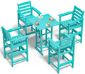 5 Pcs HDPE Bar Height Adirondack Chairs and Table Set by nevilywood