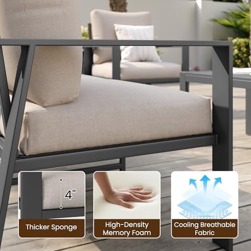 Aluminum Outdoor Furniture Loveseat Small Patio Couch Love Seat Outdoor Chairs - Image 3