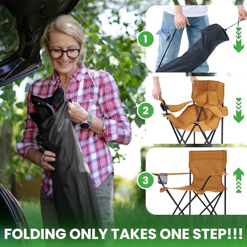 2 Pack Portable Camping Chairs Folding Lawn Chair Outdoor Lightweight Beach - Image 5
