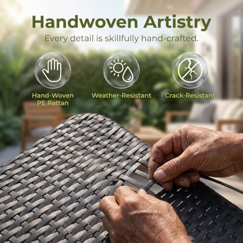RADIATA Wicker Ottomans Set of 2 Outdoor Chair Footstool Cushion Gray - Image 4