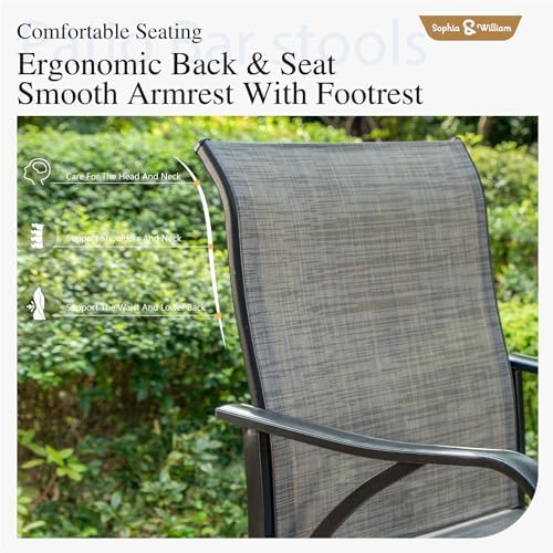 Sophia & William Swivel Outdoor Bar Stools Set of 6, Dark Grey - Image 6