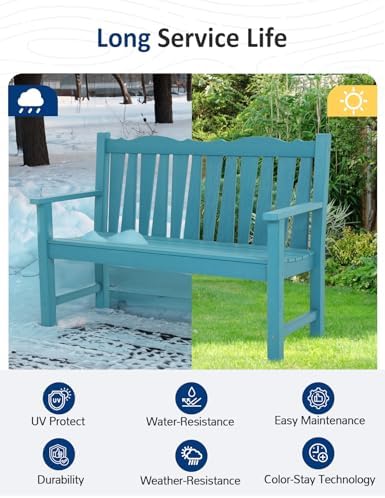 Outdoor Bench Weatherproof, 2-Person Garden Benches - Image 5