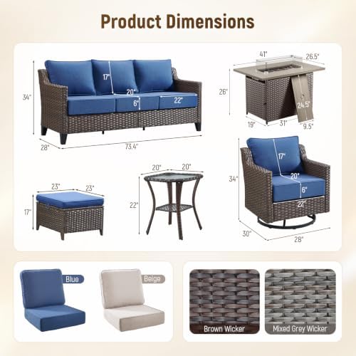 Luxury 6" Thick Cushioned 8-Piece Patio Conversation Set - Image 2