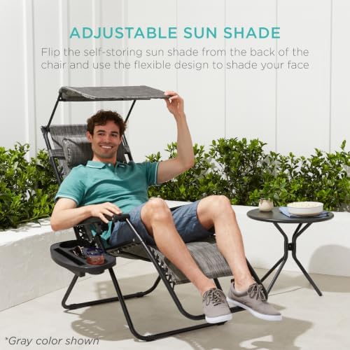 Best Choice Products Zero Gravity Chair Recliner w/ Canopy Shade - Image 4