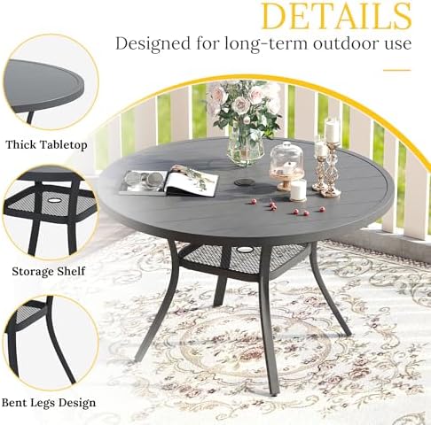 VICLLAX 47.2" Outdoor Round Patio Table - Image 3