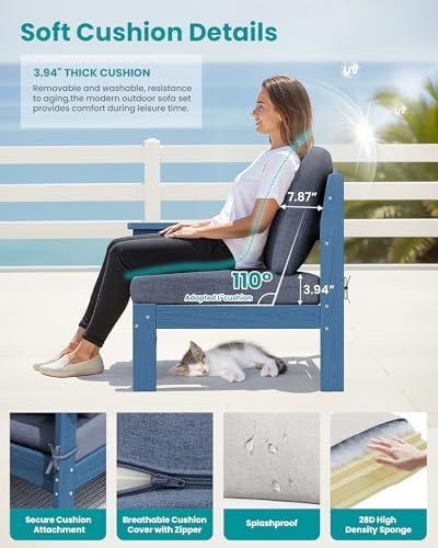 SERWALL 9 Pieces Patio Conversation Set, Outdoor Sectional Sofas - Image 5