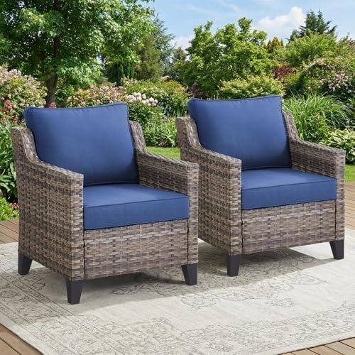 Patio Chairs Set of 2, Outdoor Wicker Chairs - Image 5