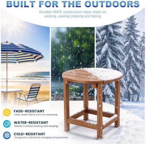 Round Adirondack Patio Side Table End Table, Outdoor Side Tables - Image 4
