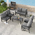 6 Pieces Aluminum Outdoor Patio Furniture Set 6-Seat Deck Furniture Patio by VonzoyHome
