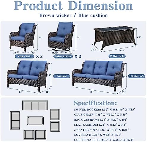 Belord Outdoor Furniture Wicker Conversation Sets - Image 3