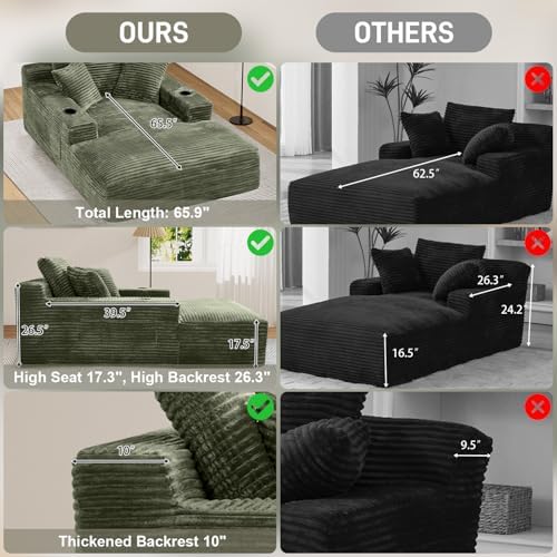 76" Oversized Boneless Chaise Lounge Chair Indoor - Image 4